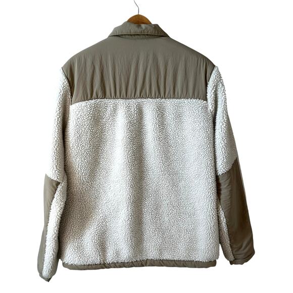Y2K H&M Men’s Sherpa Fleece Jacket Regular Fit Cream Brown Size Small Gorpcore - Picture 2 of 10
